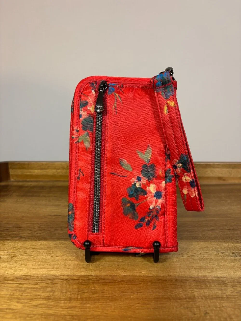 Lug Tandem Orange Floral Quilted Nylon Zippered Wallet